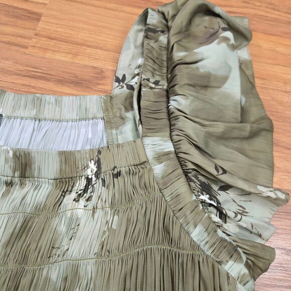 Anthropologie Dress Womens Size M Flutter Sleeve Square neck Mini Pleated NEW - Picture 7 of 13